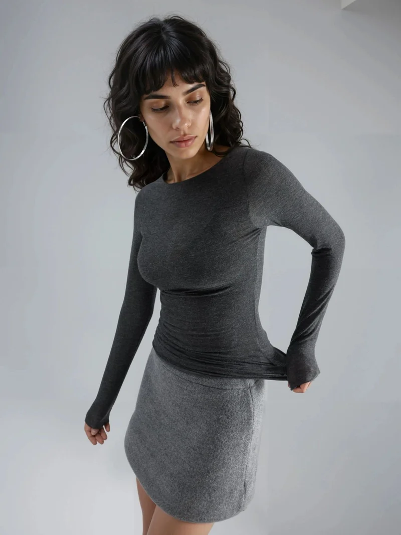 بوسيم BUSEM Slim Fit Boat Neck Blouse